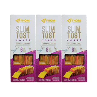 Kit com 3 Caixas de Torradas Finas Slim Tost Cores de 110g cada - Fhom em Oferta na Shopee