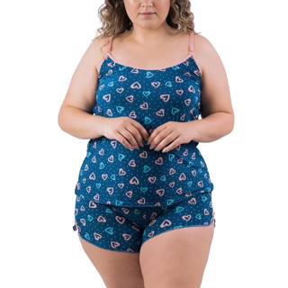 Baby Doll Plus Size com Alça Reguladora Short Doll Conjunto Feminino Pijama Estampado Fresquinho