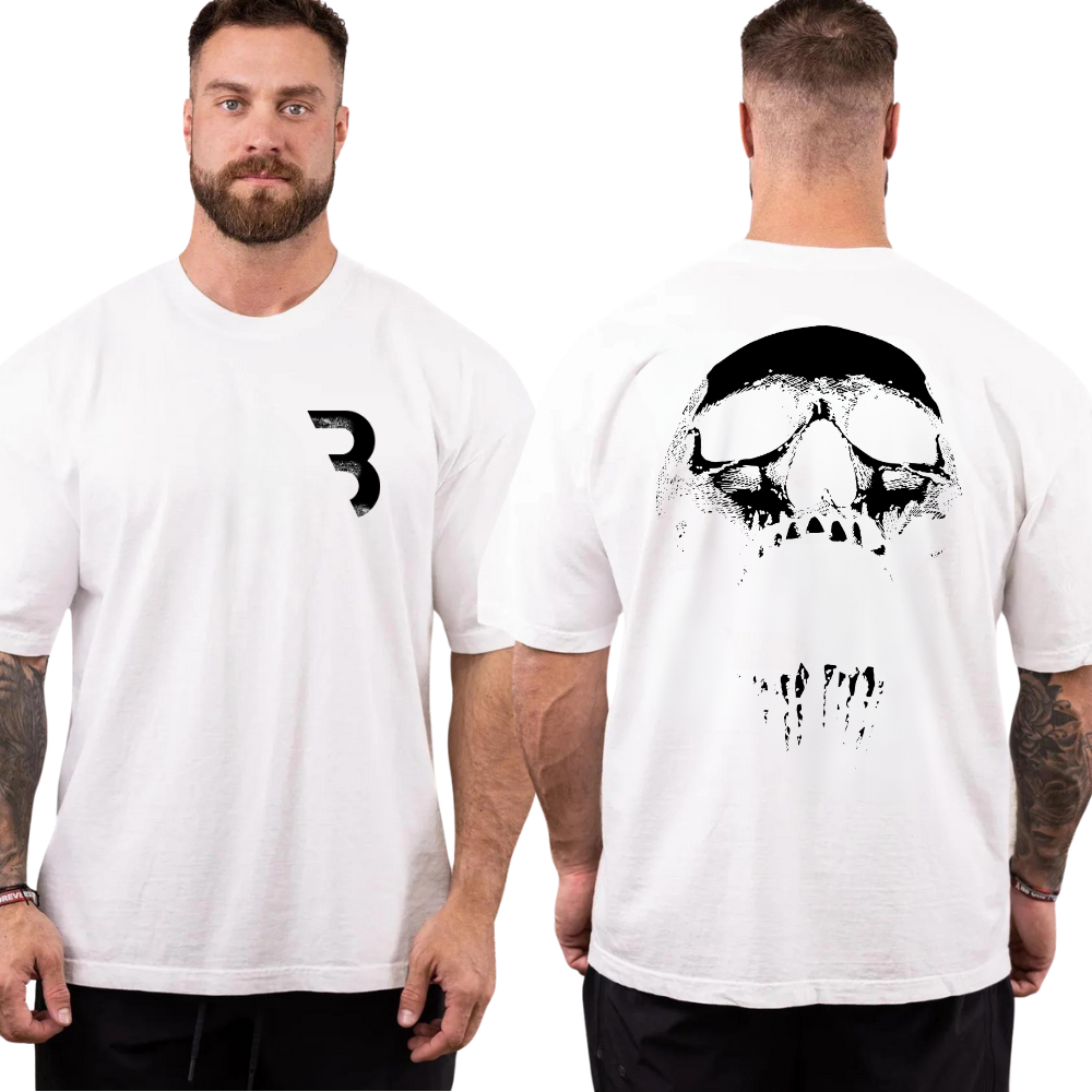 Camiseta Oversized Forte Academia Estampado Caveira Ghost Musculo Grip Musculação Grande