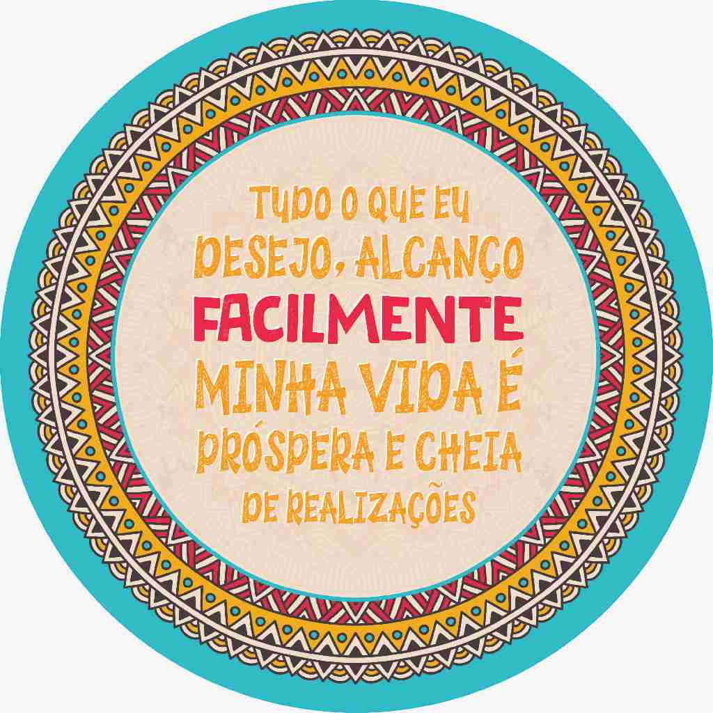 Mandala Decor Mantra Tudo O que eu Desejo Alcanço Facilmente, Minha Vida é Prospera e Cheia de Realizações