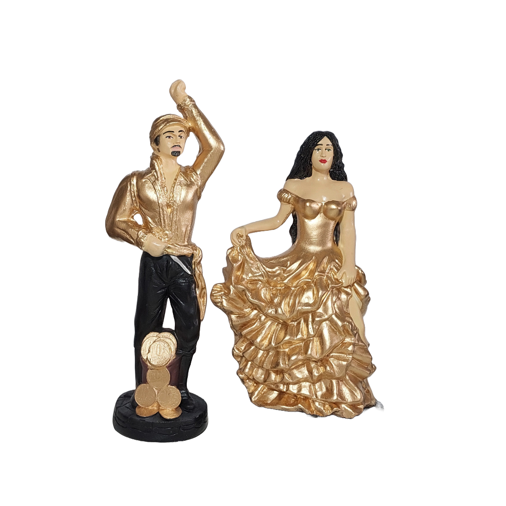 Cigano milionário + cigana do ouro casal de ciganos 2 esculturas