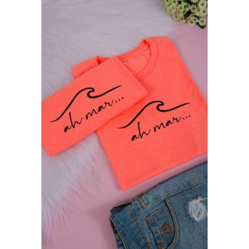 QUEIMA DE ESTOQUE! T shirt feminina, estampa HA MAR🌊Gola Redonda 1/1 Elastano 100% algodão