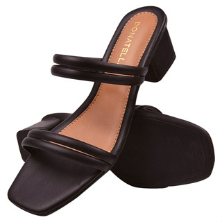 Sandália Feminina Bico Quadrado Donatella Shoes Rasteira Sapatilha Tira Blogueira Colorido Colors Macio Bico Quadrado Barbiecore