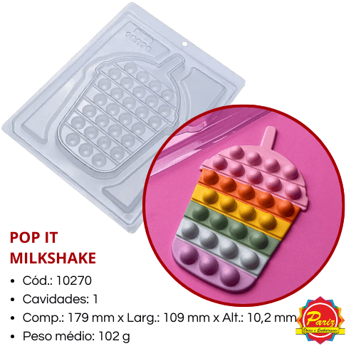 Forma Pop it Milkshake Simples sem Silicone C.10270 Forma para Chocolate - BWB