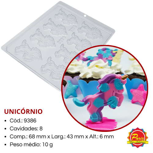 Forma Unicórnio Simples sem Silicone C.9386 Forma para Chocolate - BWB