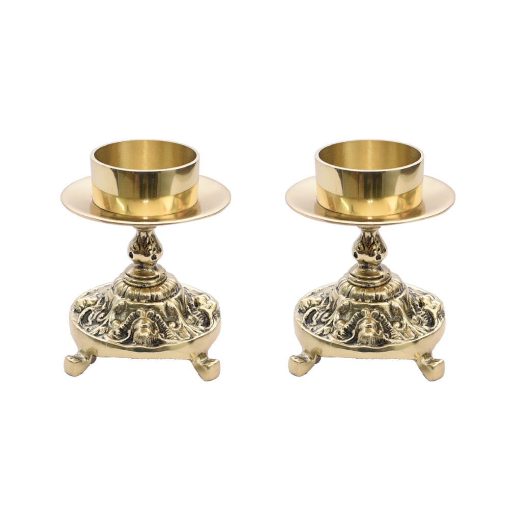Castiçal De Bronze Para Altar Igreja Vela 7cm Diâmetro -par
