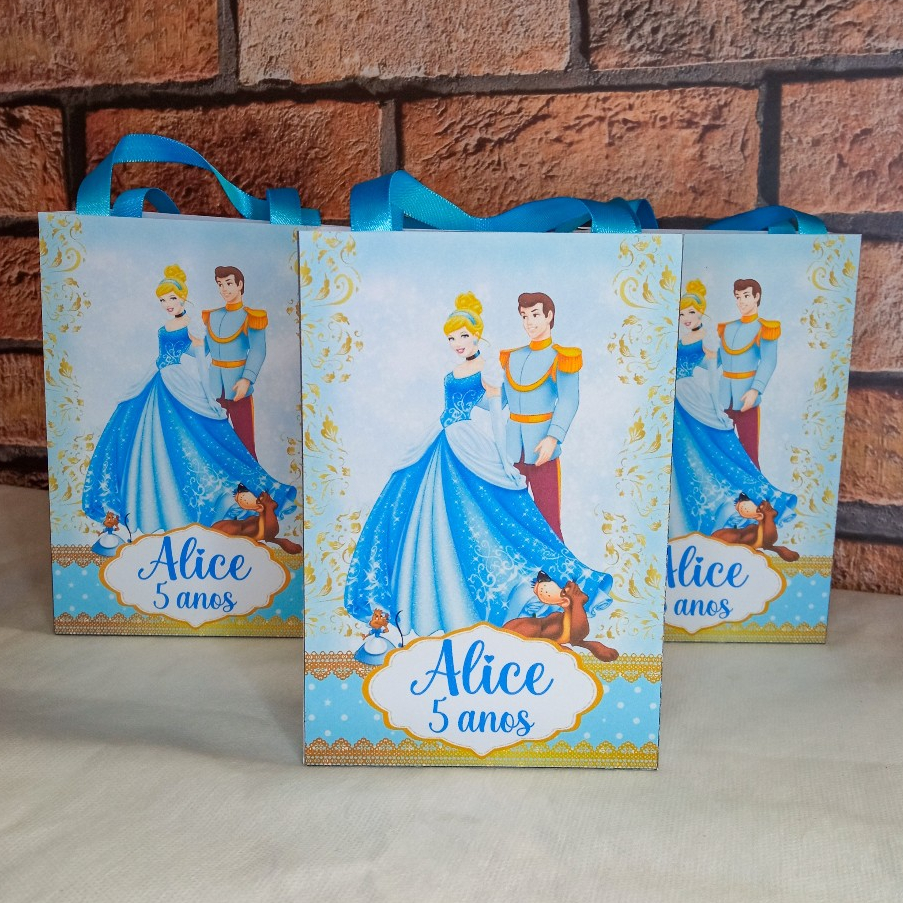 Pegue e Monte Kit Sacolinha Lembrancinha Personalizada Cinderela