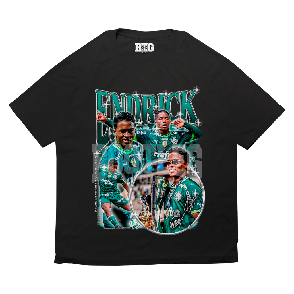 Camisa Básica Camiseta Endrick Felipe Promessa Ídolo Real Campeão Futebol Unissex Bootleg Oficial