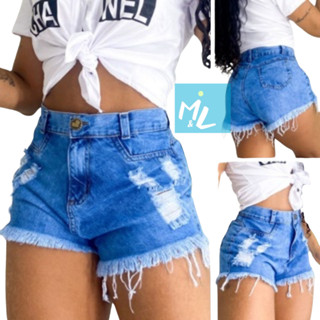 Short jeans feminino destroyed Jeans premium da moda short curto