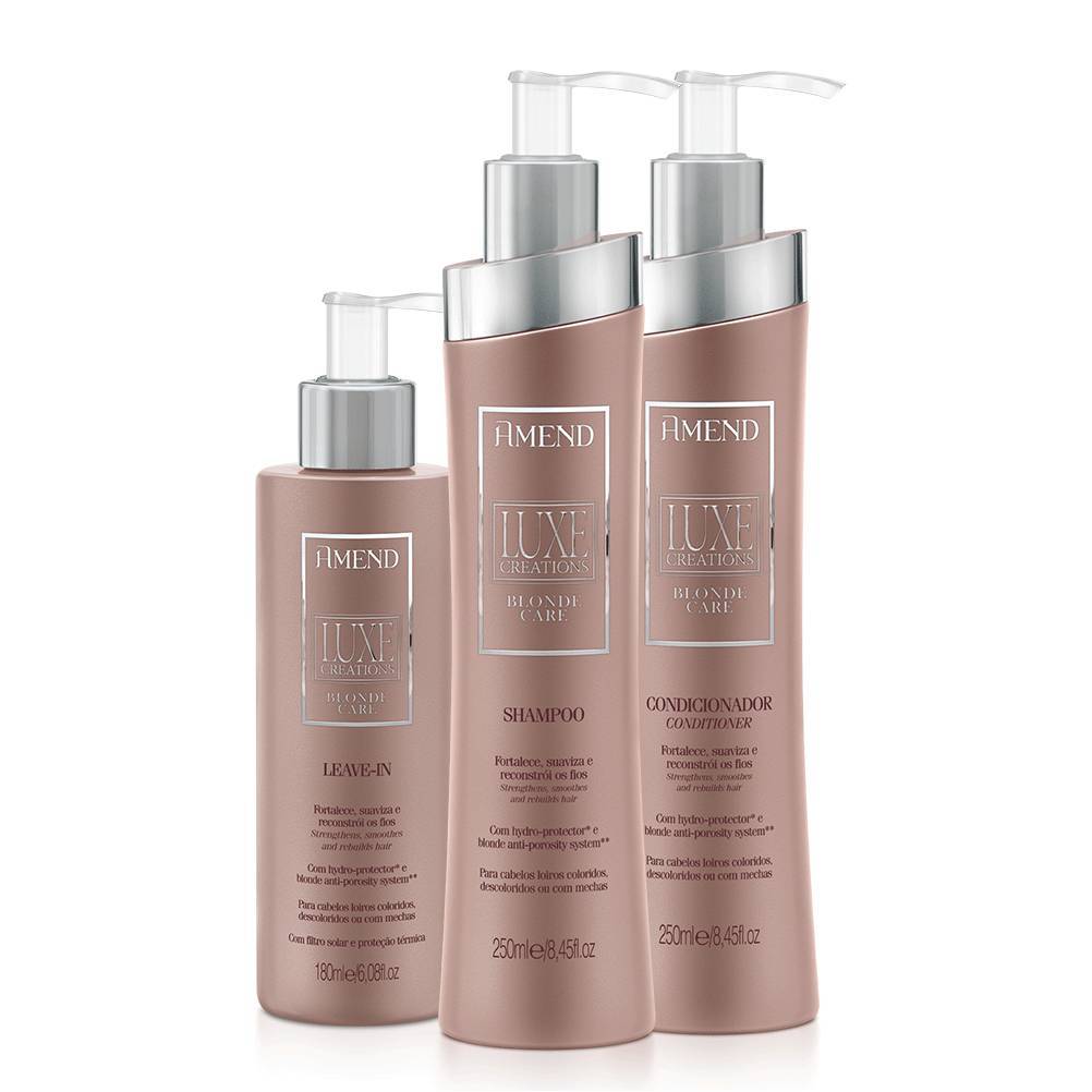 Kit Amend Luxe Creations Blonde Care Shampoo, Condicionador e Leave-in