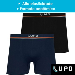 Kit 2 Cuecas Lupo Boxer Original Adulto Masculino Microfibra Sem Costura Cueca Box