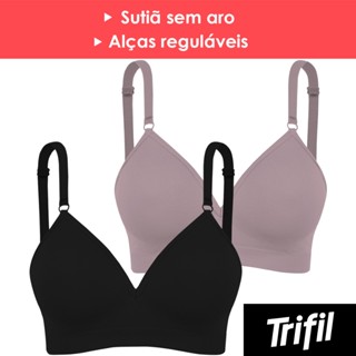 Kit 2 Sutiãs Soutien Trifil Daily Reforçado Com Bojo Microfibra Sem Costura Alta Sustentação Alça e Costas com Regulagem Sem Aro Original