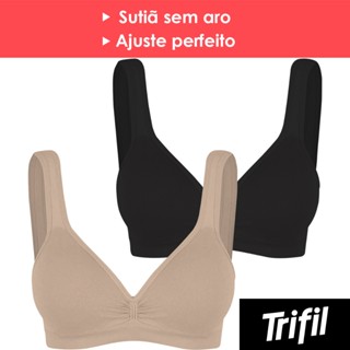 Kit 2 Sutiãs Trifil Daily Top Com Bojo Sem Costura Soutien Sem Aro Microfibra Macio Confortável
