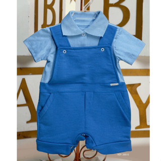 Macacão Jardineira Curto Roupas de Bebê Masculino