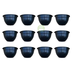 Kit 24 Vasos de Parede Meia Lua 23 cm 1,5 Litros Para Jardim Vertical Preto