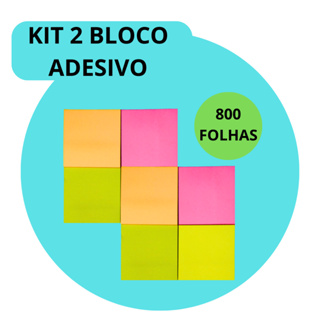 2 Bloco Adesivo Para Recado Com 400 Folhas Cada Diferentes Cores Neon E Pastel Notas Adesivas em Oferta na Shopee