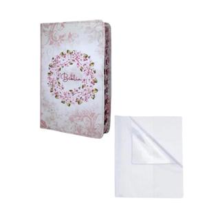 Bíblia Sagrada Com Capa Protetora Transparente Evangélica Cristã Para Mulher Circulo Flores Rosa Branca Letra Grande Gigante Capa Luxo Flexível Feminina Com Harpa E Índice Linguagem Arc Linda Na Promoção