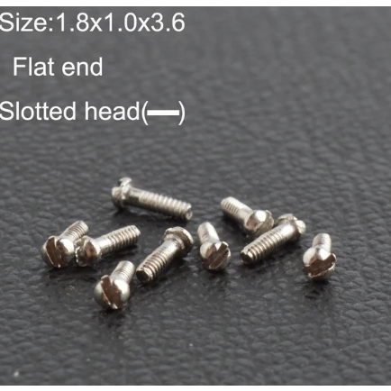 Parafuso de Plaqueta para Óculos 1.0x3.6mm | Kit 100 Unidades | Peças de Reparo Óptico