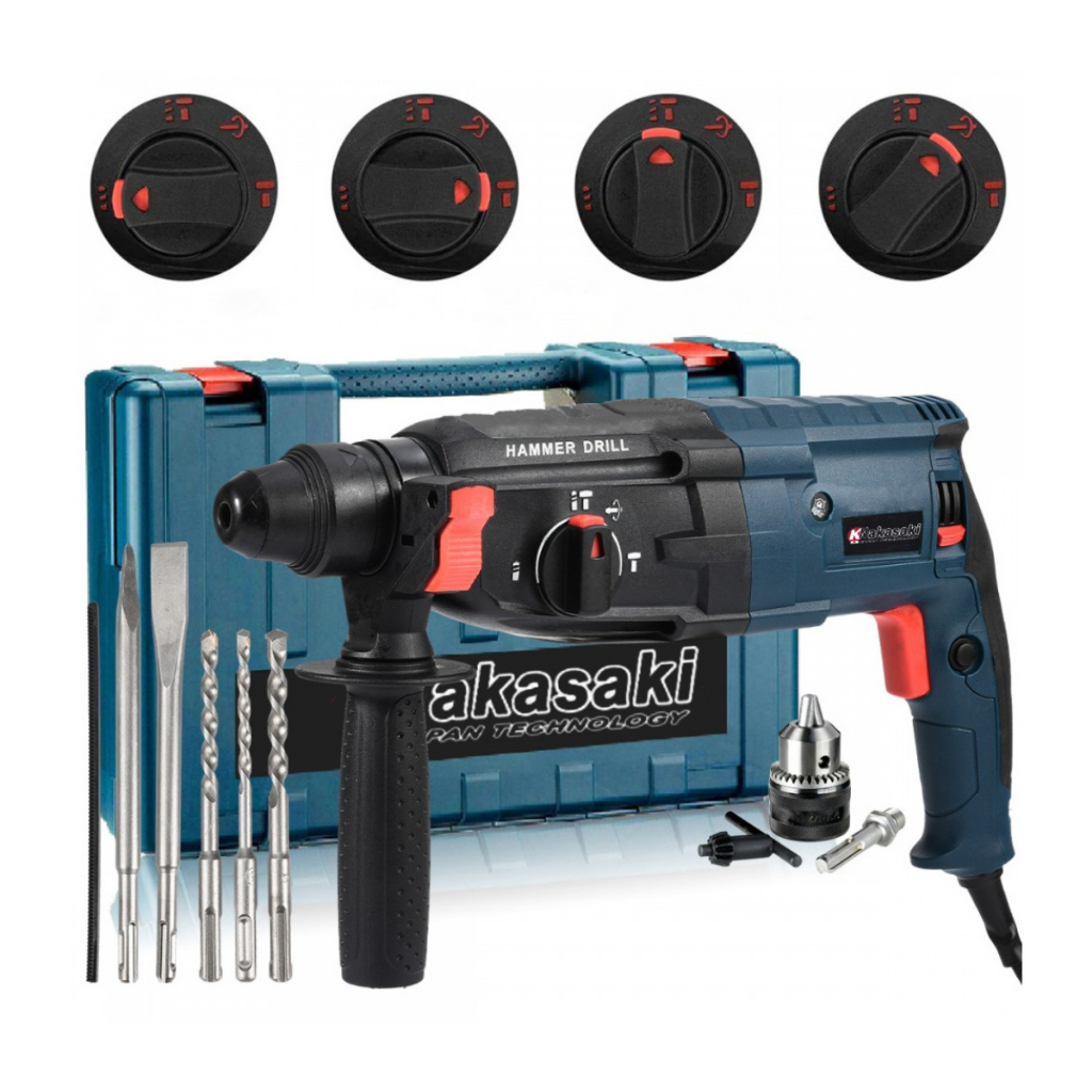 Martelete Rotativo Rompedor 1.200W 12 peças Furadeira industrial com maleta