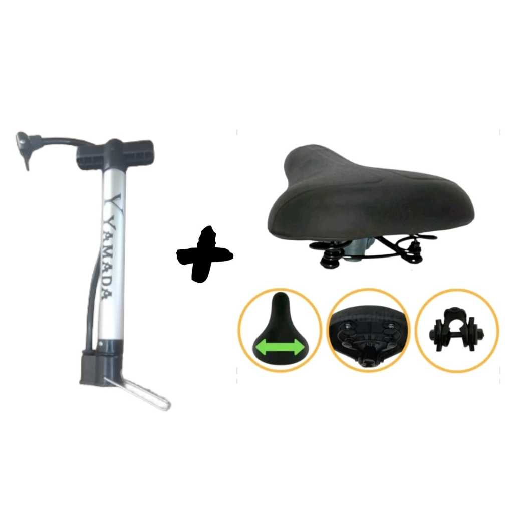 Banco Selim Tipo Kalf 2 Molas Largo Beach Bike Bicicleta + Bomba De Encher Pneu De Bike Alumínio 30cm De Chão Yamada