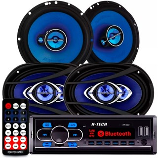 Kit Som Carro Radio Mp3 Usb Bluetooth + Falantes Hurricane 6 e 6x9 Polegadas em Oferta na Shopee