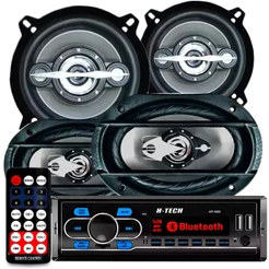 Kit Falante 6x9 + 5 Pol + Rádio Bluetooth Carro Mp3 Usb 310w