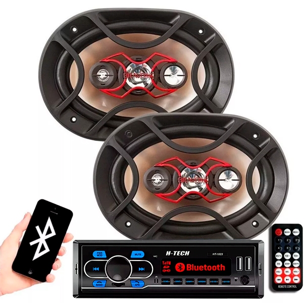 Kit Mp3 Player Bluetooth Usb Sd+ Par Auto Falante 6x9 Bravox em Oferta na Shopee