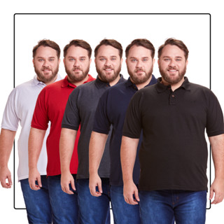 Kit 5 Camisa Gola Polo Masculina Plus Size