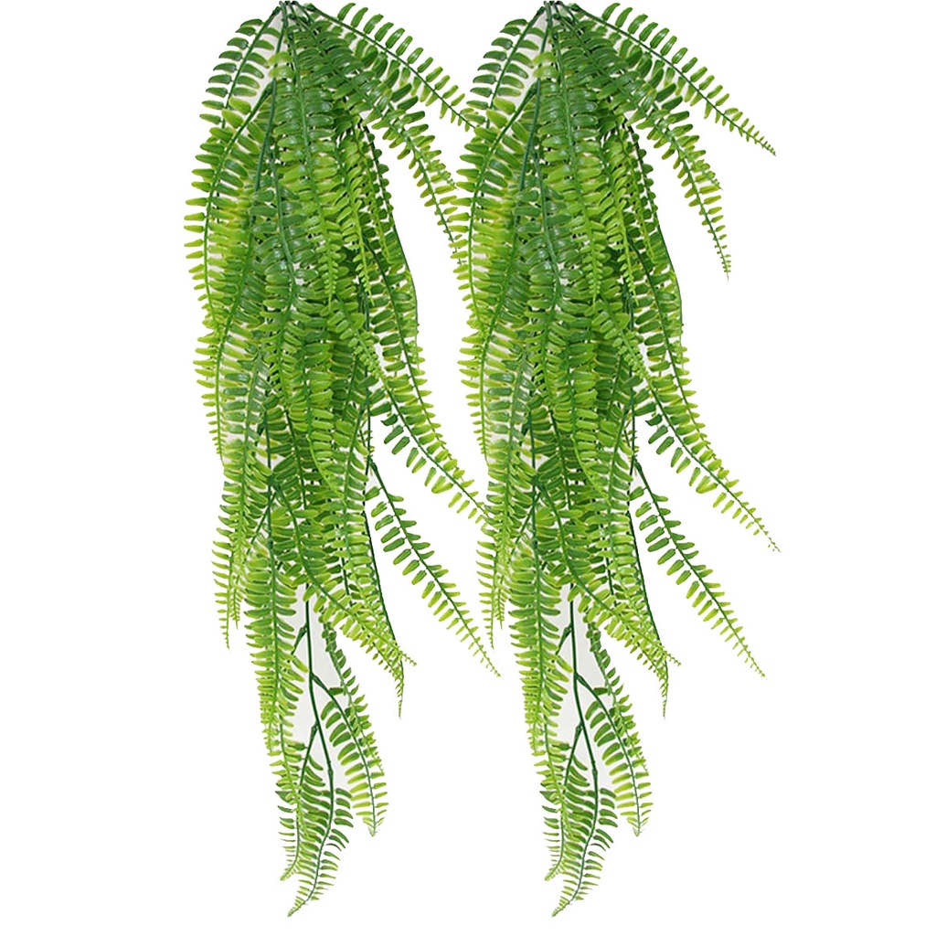2 Folhas de Samambaia Artificial 85cm Pendurada Verde Artificial