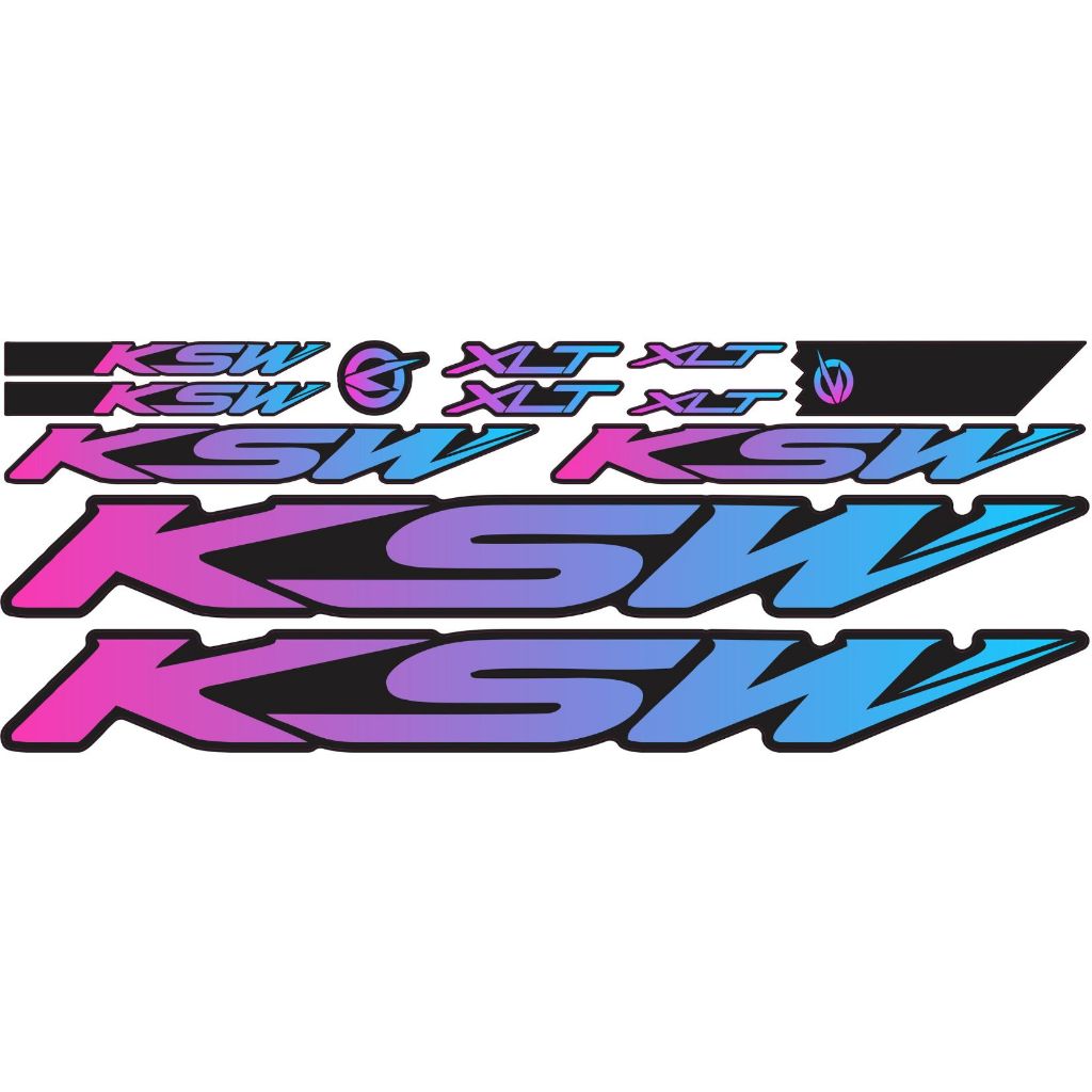 Jogo de Adesivos KSW para quadro de bicicleta Azul e Rosa 12 peças