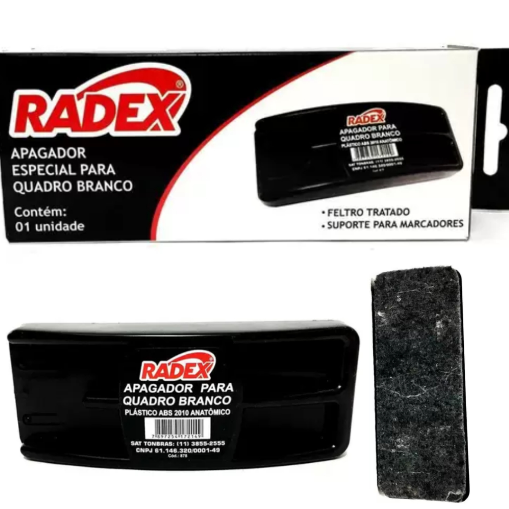 Apagador Especial De Quadro Branco Radex com Base Para 2 Marcadores Custo Benefício