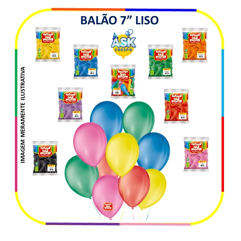Balão São Roque Nº7 Liso - Pacote com 50 un