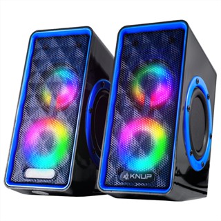 Caixinha De Som Gamer Amplificada Stereo Speaker LED RGB Pc Note Tv Tablet P2 USB