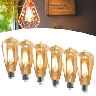 Kit 6 Lâmpada Filamento Led Retrô Vintage 4w Luz Quente St64 em Oferta na Shopee