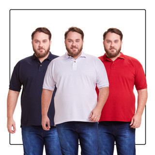 Kit 3 Camisa Gola Polo Masculina Plus Size