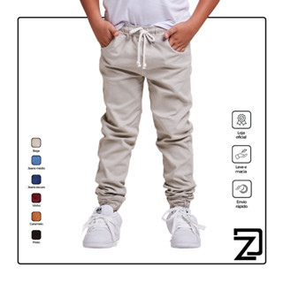 Calça Infantil Jogger Jeans Sarja Menino Punho Elástico