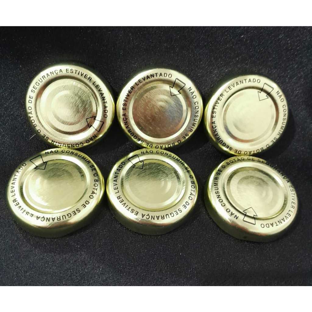 Kit 10/30 Tampinha 38mm Tampa Metal Com Escrita Informativa Pote de vidro Conserva, Garrafa