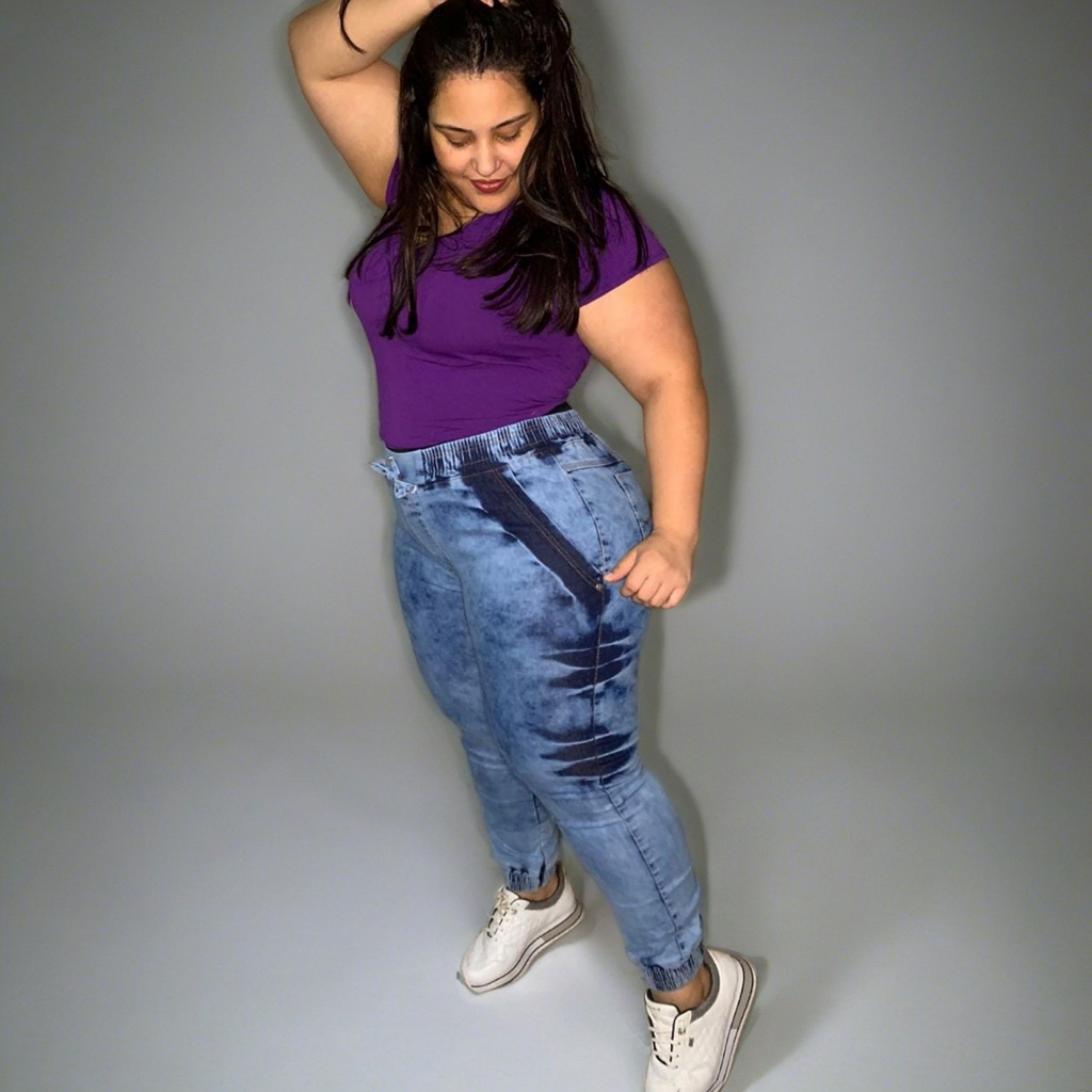 Calça Jeans Jogger plus size em Oferta na Shopee