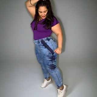 Calça Jeans Jogger plus size em Oferta na Shopee