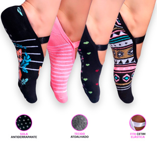 Meia Sapatilha Pilates Yoga Algodão Antiderrapante Adulto Feminina em Oferta na Shopee