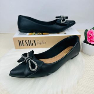 Sapatilha Feminina Bico Fino Muito Leve Macia e Confortavel Com Enfeite de Strass Lançamento Inverno 2024 em Oferta na Shopee