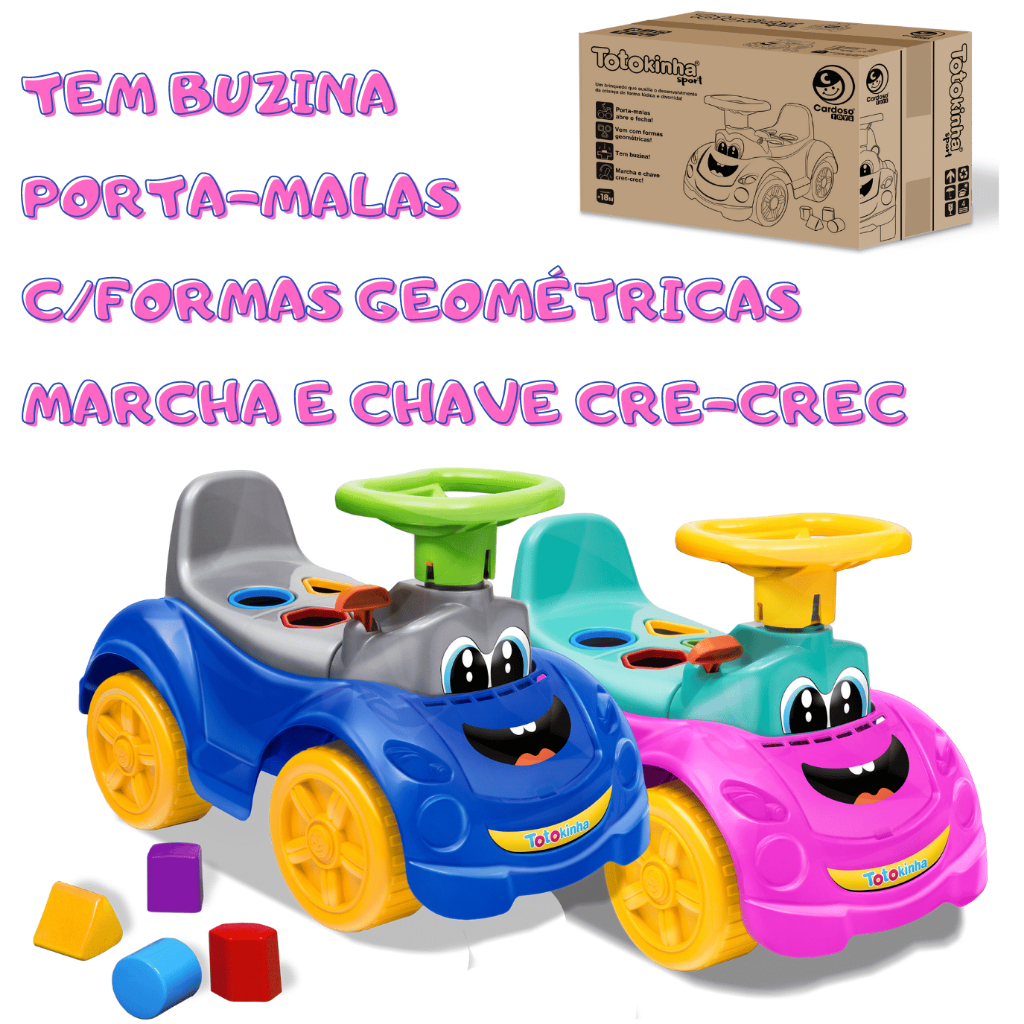 Totokinha Sport Andador C/ Forma Geométricas Infantil 40kg Carrinho Menino e Menina Motoca Bebe