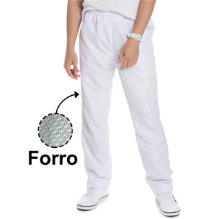 Calça Tactel Branca Forrada Uniforme Nylon Reforçado Açougueiro Médico Candomblé Umbanda Espírita Adulto e Plus Size