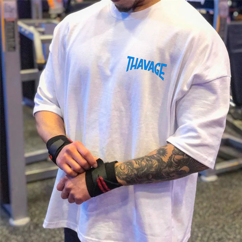 Camiseta Longa Oversized Estampado Thavage Basico Academia Treino Lançamento