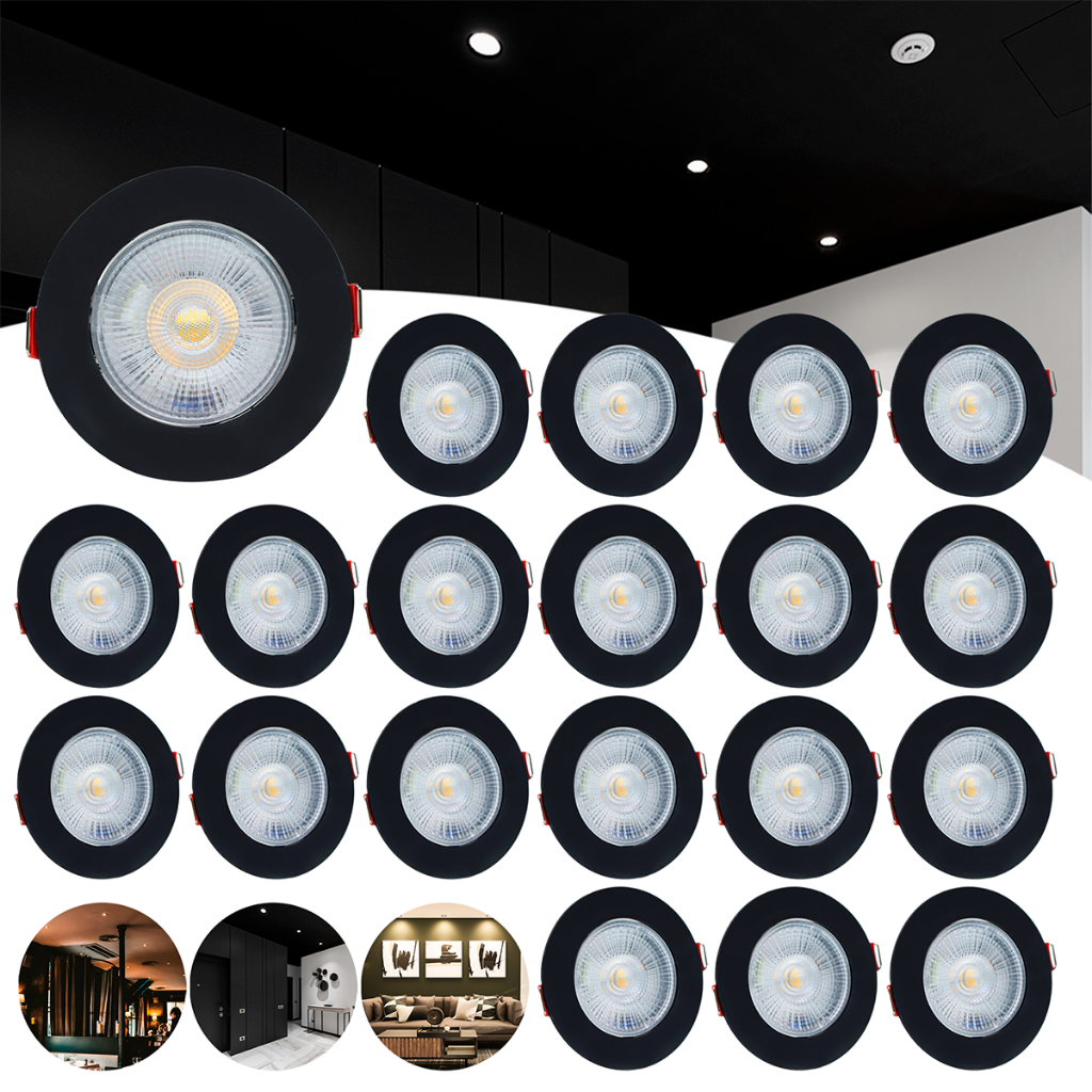 Kit 20 Spot Capa Preto Led 7w Direcionável Redondo Luz Forte em Oferta na Shopee