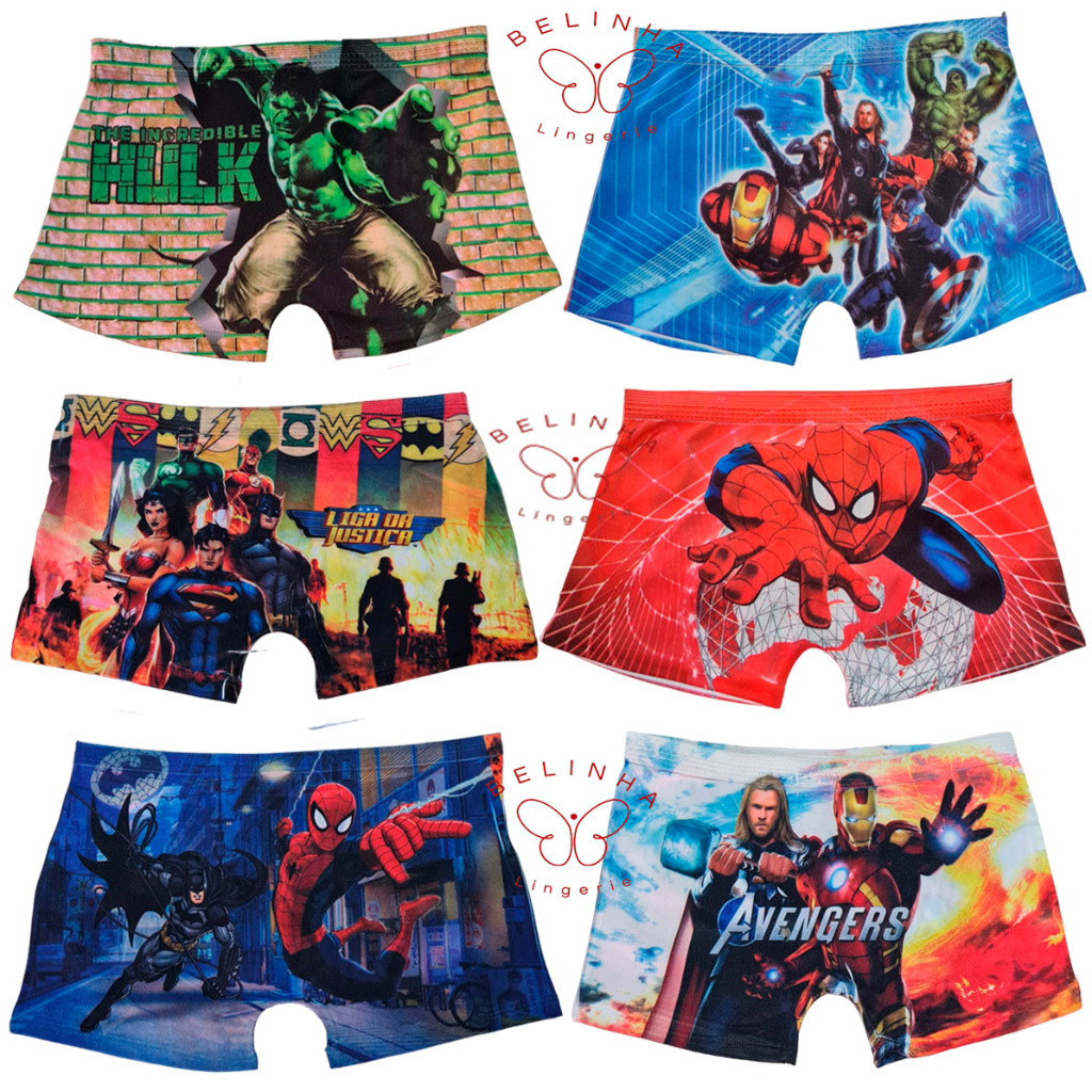 Kit 12 Cuecas Box Infantil Sublimada