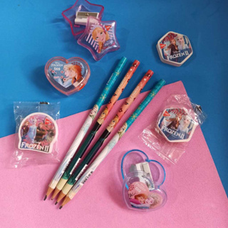 Kit escolar Apontador + Borracha + 4 Lápis FROZEN com borracha - Anna e Elsa | Disney | TRIS em Oferta na Shopee