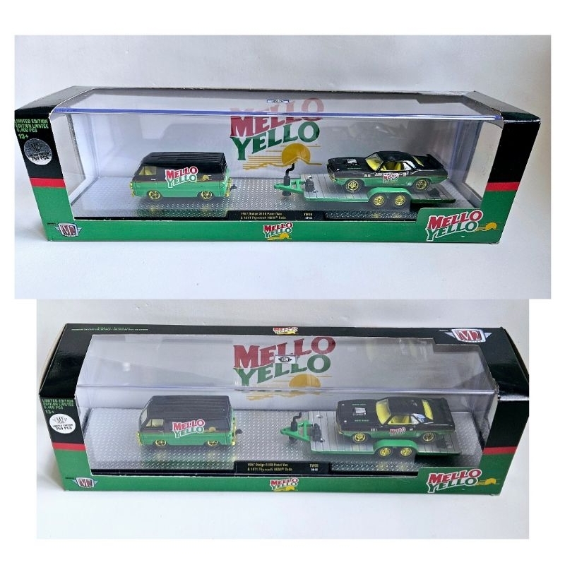 M2 Machines Chase Set Mello Yello 1967 Dodge A100 - Carreta - 1971 Plymouth Hemi Cuda