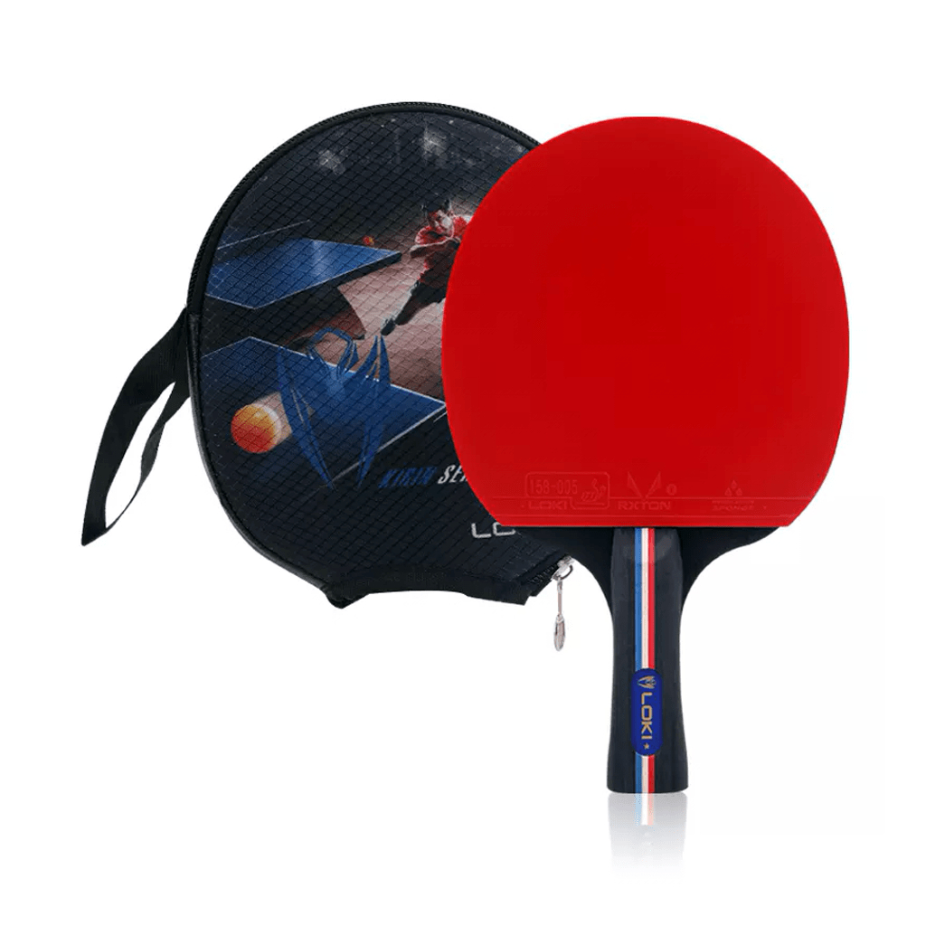 Raquete Tênis de Mesa Vermelha/Preto com Estojo Raqueteira Borracha Aprovada ITTF Loki X1 Ping Pong