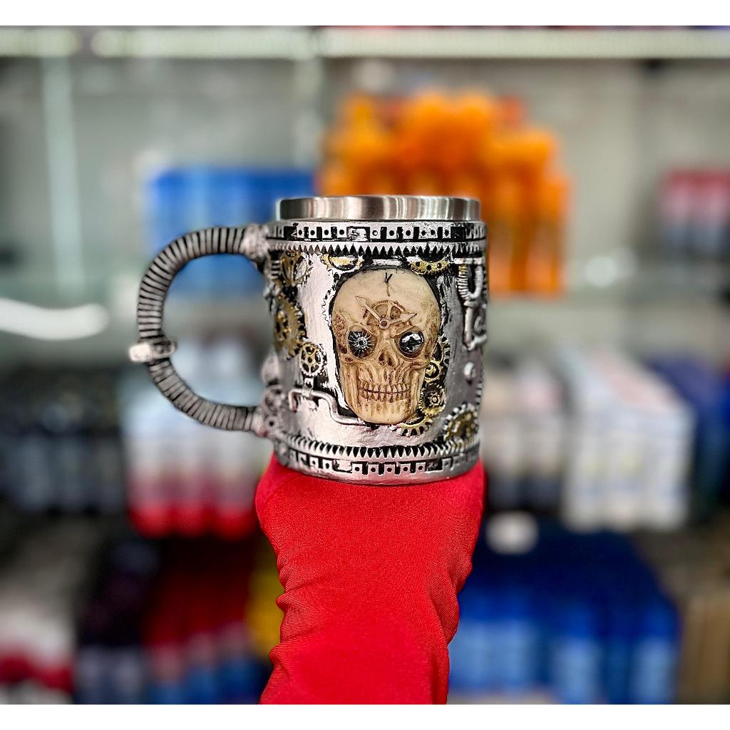 Caneca Caveira Robô – Resina e Aço Inox – 400ml